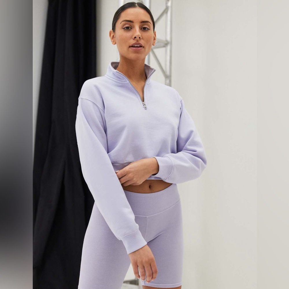 Aritzia Lavender Half-Zip Crop Sweatshirt